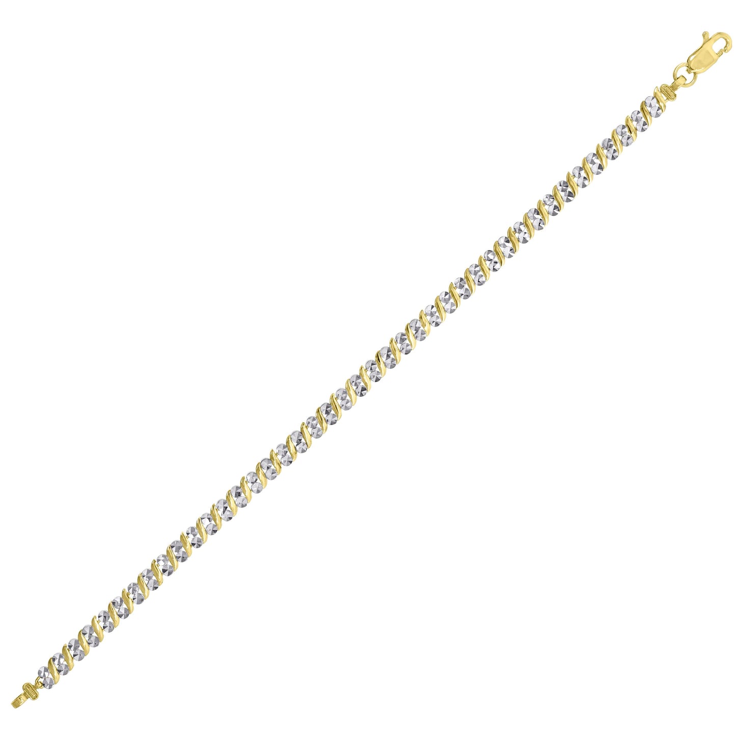10K Two-Tone Gold Womens Link Bracelet