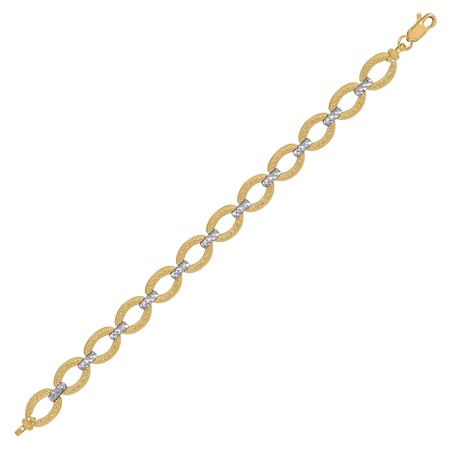 10K Two-Tone Gold Womens Circle Link Bracelet