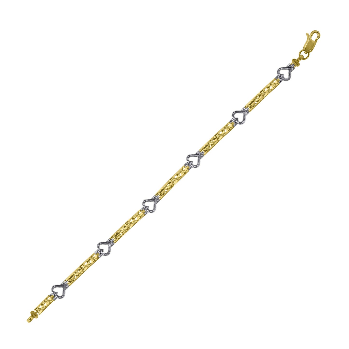10K Two-Tone Gold Womens Nugget Bracelet