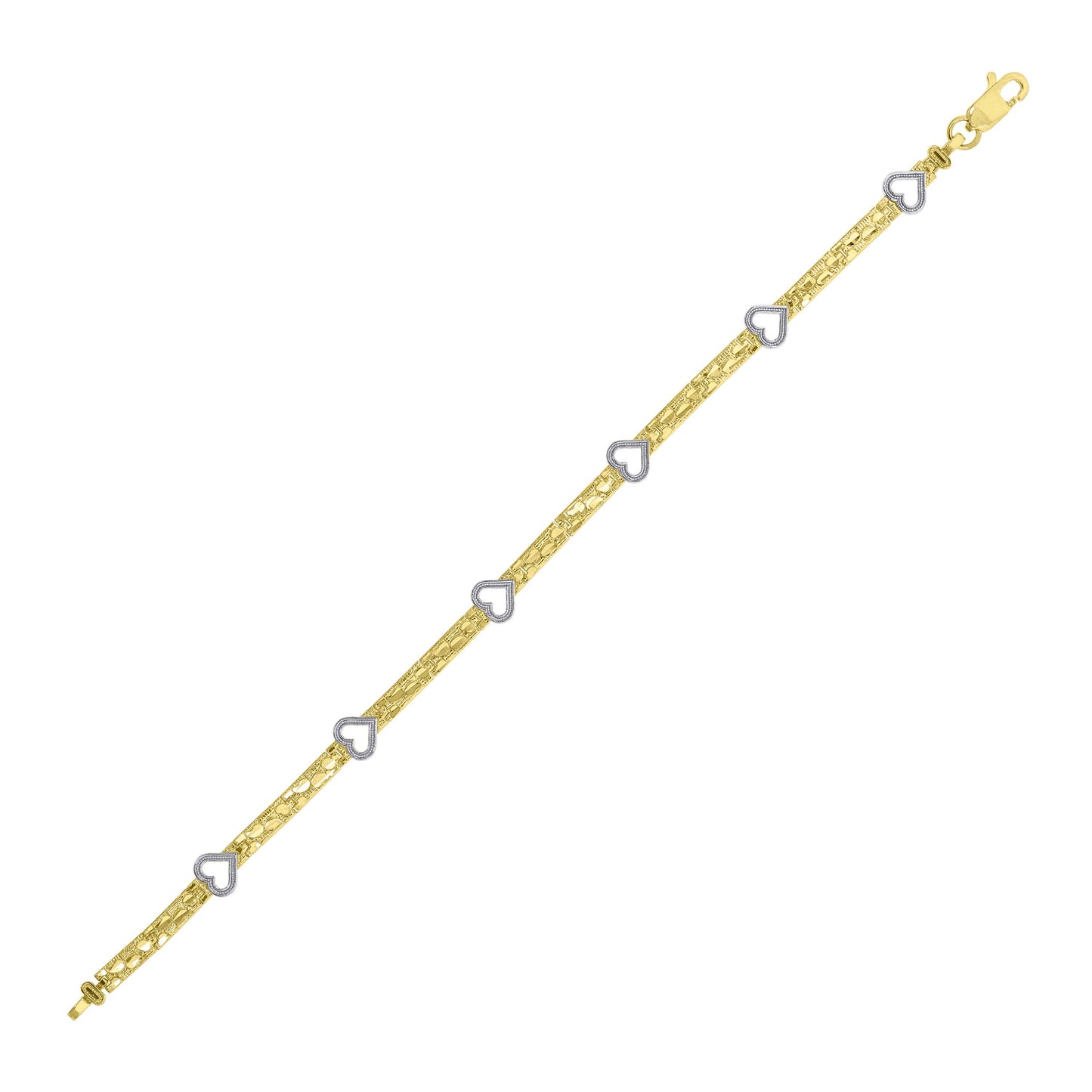 10K Two-Tone Gold Womens Nugget Bracelet