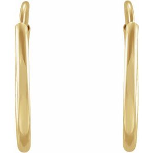 14K Yellow Gold Pair Endless Flexible Tube Hoop Earrings, Length: 12 Mm, Thickness: 1 Mm