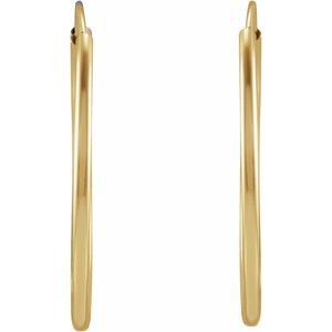 14K Yellow Gold Pair Endless Flexible Tube Hoop Earrings, Length: 20 Mm, Thickness: 1 Mm