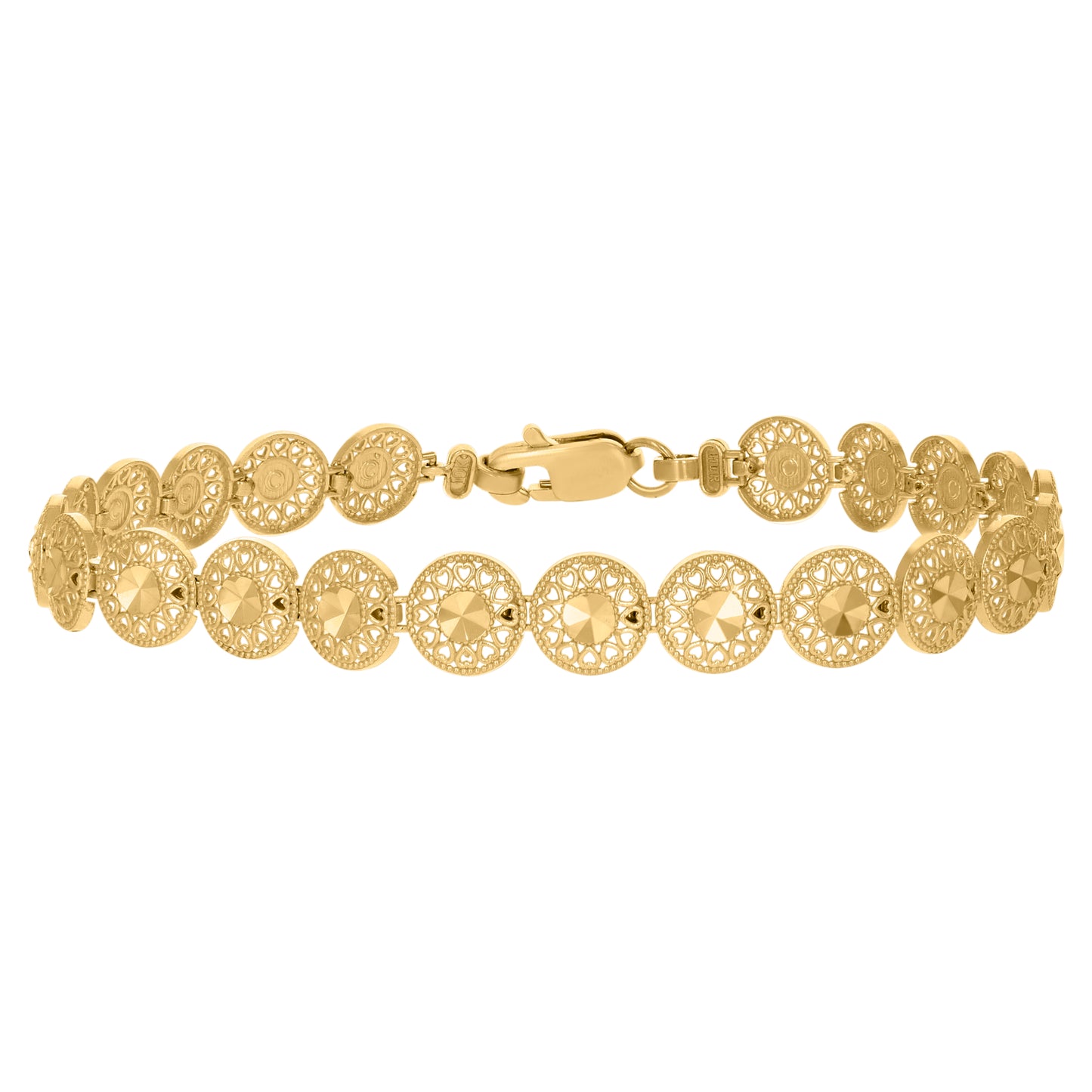 10K Yellow Gold Womens Round Link Bracelet