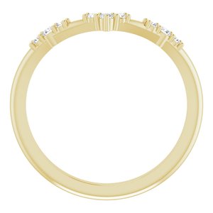 14K Yellow Gold Round Polished 1/10 Ctw Natural Diamond Matching Band Size 7
