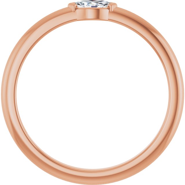 14K Rose Gold Marquise 4.5 X 2.5 Mm Polished 1/8 Ctw Natural Diamond Solitaire V-End Ring, Size 7