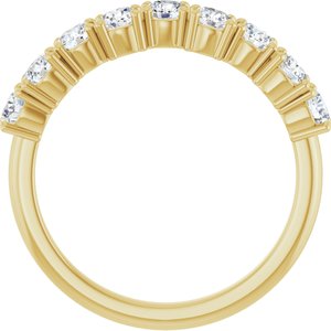 14K Yellow Gold Round 3 Mm Polished 9/10 Ctw Lab-Grown Diamond Anniversary Band Size 7