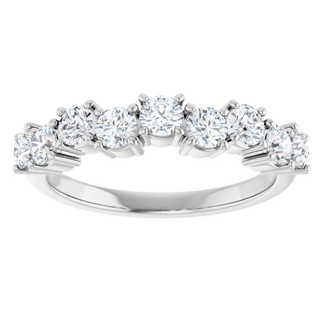14K White Gold Round 3 Mm Polished 9/10 Ctw Lab-Grown Diamond Anniversary Band, Size 7