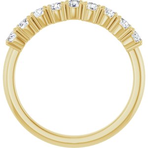 14K Yellow Gold Round 2.5 Mm Polished 1/2 Ctw Lab-Grown Diamond Anniversary Band Size 7
