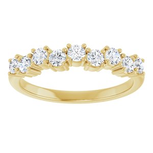 14K Yellow Gold Round 2.5 Mm Polished 1/2 Ctw Lab-Grown Diamond Anniversary Band Size 7