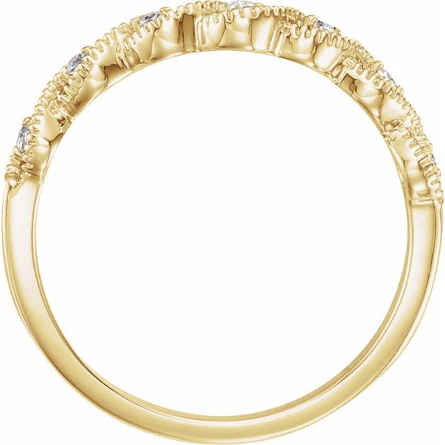 14K Yellow Gold Round 1.3 Mm Polished .07 Ctw Natural Diamond Contour Band, Size 7