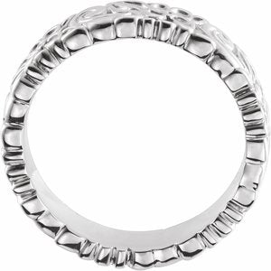14K White Gold 4 Mm Polished Floral Band Size 6