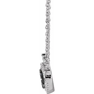 14K White Gold 12 X 8.8 Mm 18 In Polished 1/8 Ctw Black And White Natural Diamond Evil Eye Necklace