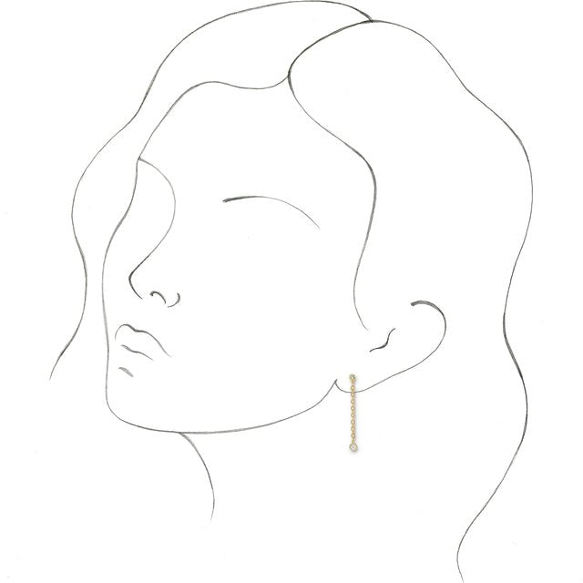 14K White Or Yellow Or Rose Gold 1.9 Mm Round Friction Back Polished 1/5 Ctw Natural Diamond Chain Earrings