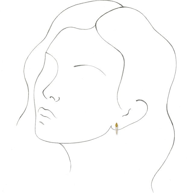14K Yellow Gold Pear 5 X 3 Mm Friction Backs Polished Natural Citrine And 1/4 Ctw Natural Diamond Earrings