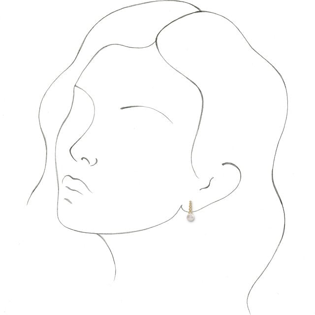14K Yellow Gold 5.5-6.0 Mm Friction Backs Polished Cultured White Freshwater Pearl And 1/8 Ctw Natural Diamond Earrings
