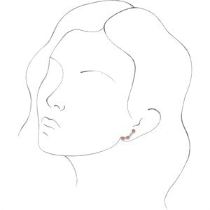 14K White Gold Round 3 Mm Natural Pink Coral And .01 Ctw Natural Diamond Ear Climbers