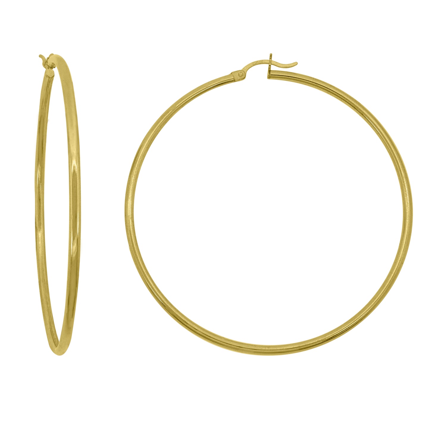 14K Yellow Gold Womens Polished Huggie Hoop Earrings