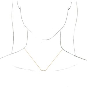 14K Yellow Gold 14.2 X 3.2 Mm 18 In Polished 1/8 Ctw Natural Diamond Three-Stone Bar Necklace