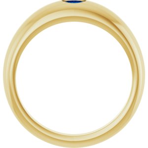 14K Yellow Gold Oval 4 X 3 Mm Natural Blue Sapphire Petite Dome Ring Size 7