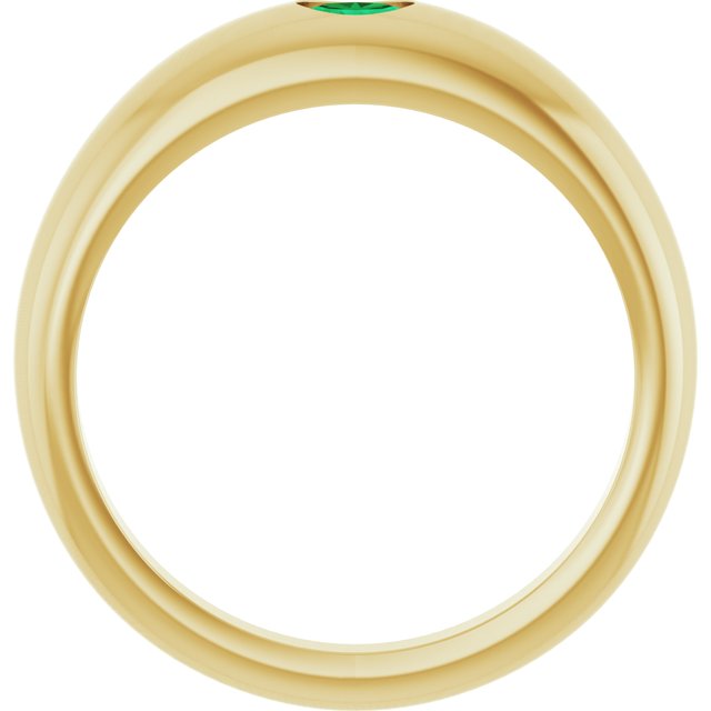 14K Yellow Gold Oval 4 X 3 Mm Polished Natural Emerald Petite Dome Ring, Size 7
