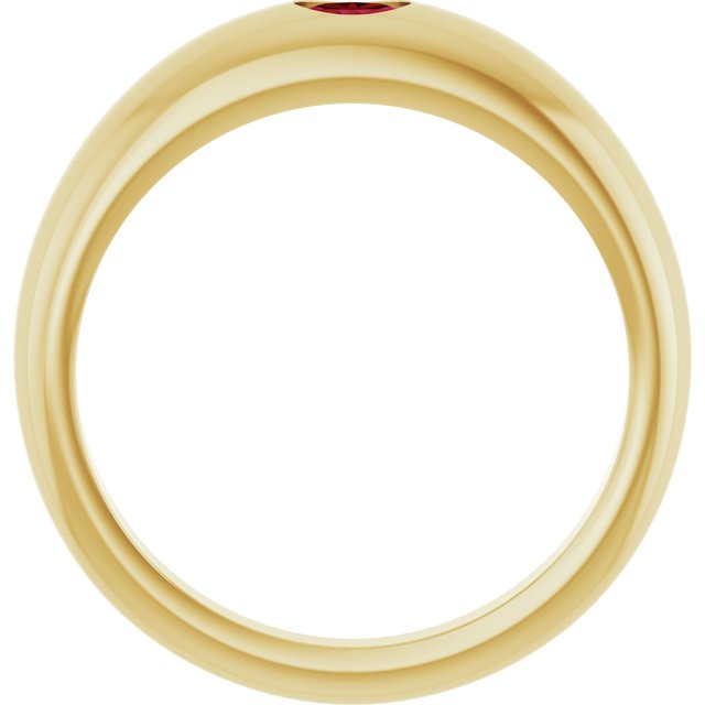 14K Yellow Gold Oval 4 X 3 Mm Polished Natural Ruby Petite Dome Ring, Size 7
