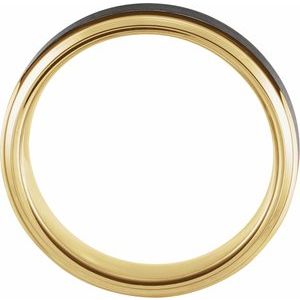 18K Yellow Gold PVD & Black PVD Tungsten 4 mm Stepped-Edge Comfort-Fit Flat Band