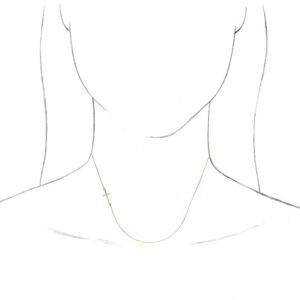 10K Yellow Gold 14.4 X 6.8 Mm 16 In Polished Off-Center Sideways Cross Necklace