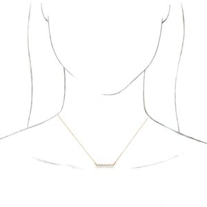 14K Yellow Gold Pearl 3Mm G-H I1 Cultured White Freshwater Pearl And 1/8 Ctw Natural Diamond Bar Necklace, Length: 18 In