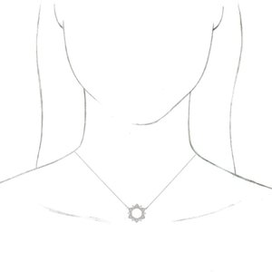 14K White Gold 17.6 X 16.9 Mm 18 In Polished 1/4 Ctw Natural Diamond Necklace