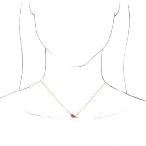 14K Yellow Gold Pear 6 X 4Mm G-H I1 Natural Pink Sapphire And 1/6 Ctw Natural Diamond Necklace, Length: 18 In