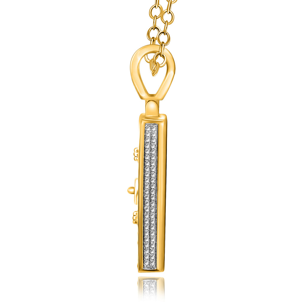 10K Yellow Gold 1.01-1.19 Cttw Round Diamond Mens Pendant