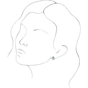 14K White Gold Round 5 Mm Natural Aquamarine And 1/8 Ctw Natural Diamond Earrings