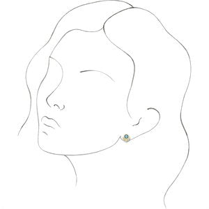 14K Yellow Gold Round 5 Mm Natural Aquamarine And 1/8 Ctw Natural Diamond Earrings