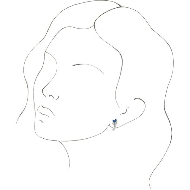 14K White Gold Marquise 6 X 3 Mm Friction Backs Polished Natural Blue Sapphire Floral-Inspired J-Hoop Earrings