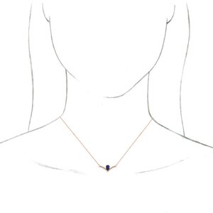 14K Rose Gold Pear 6 X 4Mm G-H I1 Lab-Grown Blue Sapphire And .06 Ctw Natural Diamond Necklace, Length: 18 In