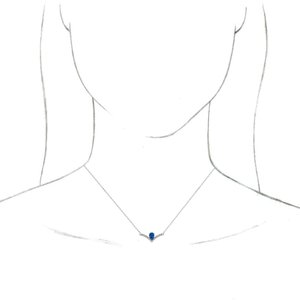 Sterling Silver Pear 6 X 4Mm G-H I1 Natural Blue Sapphire And .06 Ctw Natural Diamond Necklace, Length: 18 In