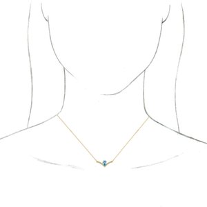 14K Yellow Gold Pear 6 X 4Mm G-H I1 Natural Blue Zircon And .06 Ctw Natural Diamond Necklace, Length: 16 In