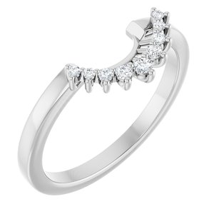 14K White Gold Round 7 Mm Si2-Si3, G-H :: 0.08 Ctw Polished .08 Ctw Diamond Matching Band Size 7