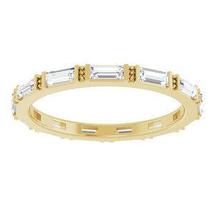 14K Yellow Gold Straight Baguette 3.5 X 1.5 Mm Ghi Si2-Si3 3/4 Ctw Natural Diamond Eternity Band Size 5.5