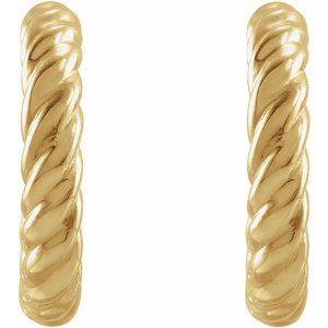 14K Yellow Gold Pair Rope Hoop Earrings, Length: 9 Mm, Thickness: 1.7 Mm