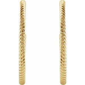 14K Yellow Gold Pair Rope Hoop Earrings, Length: 25 Mm, Thickness: 1.7 Mm