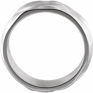 14K White Gold 6 Mm Polished Textured Band Size 7.5