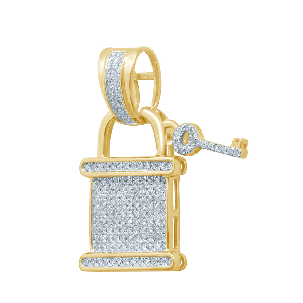 10K Yellow Gold 0.38-0.43 Cttw Diamond Key & Lock Charm
