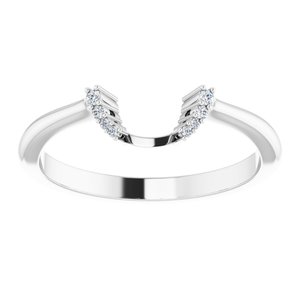 14K White Gold Oval 8 X 6 Mm Si2-Si3, G-H :: 0.03 Ctw Polished .03 Ctw Natural Diamond Matching Band Size 7