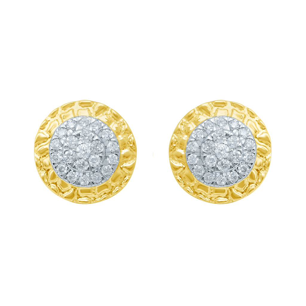 10K Yellow Gold 0.61-0.62 Cttw Diamond Micropave Round Earring