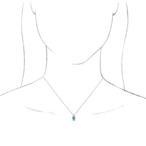 14K White Gold Round 6Mm Ghi Si2-Si3 Natural Aquamarine And 1/6 Ctw Natural Diamond Necklace, Length: 18 In
