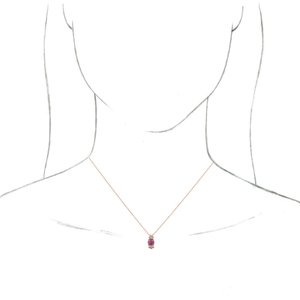 14K Rose Gold Round 6Mm Ghi Si2-Si3 Natural Pink Tourmaline And 1/6 Ctw Natural Diamond Necklace, Length: 18 In