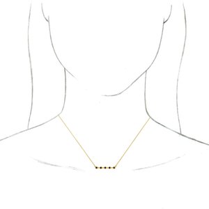 14K Yellow Gold Round 2 Mm Natural Blue Sapphire Bar Necklace, Length: 16 In