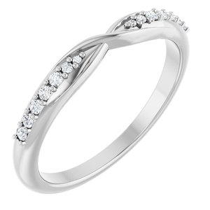 14K White Gold Round Polished 1/10 Ctw Natural Diamond Anniversary Band Size 7