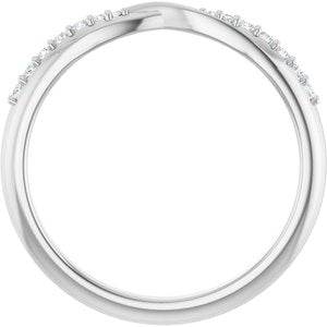 14K White Gold Round Polished 1/10 Ctw Natural Diamond Anniversary Band Size 7